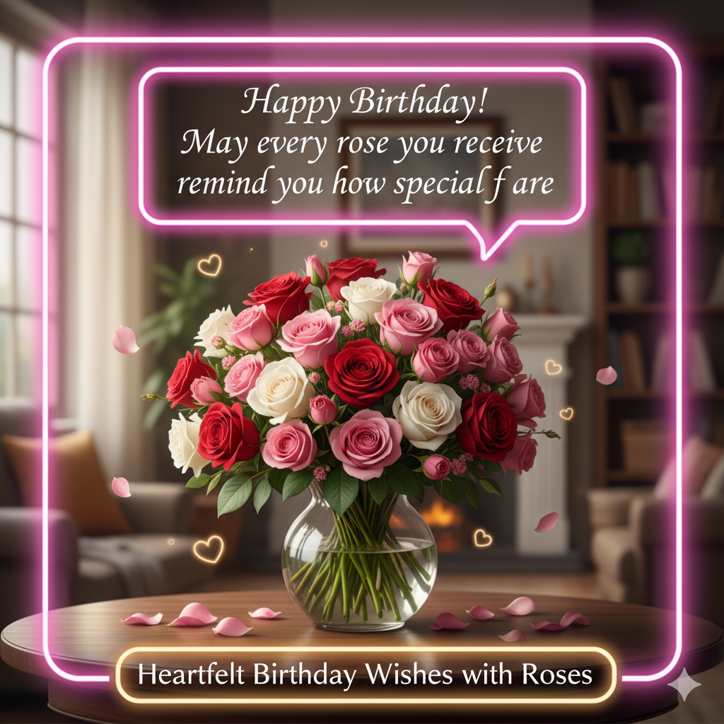 Heartfelt Birthday Wishes with Roses