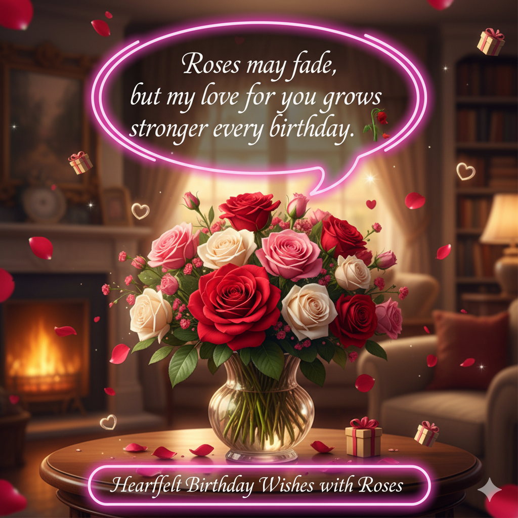 Heartfelt Birthday Wishes with Roses